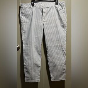 Old Navy Pixie Pants Cotton Stretch straight leg Blue White Stripe Sz 18 NWT